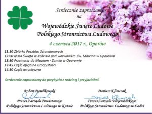 Wojewódzkie Święto Ludowe w Oporowie – zaproszenie